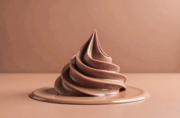 an airy dessert in mocha mousse color on a beige background. the trending color of the year in cooking