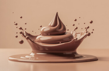 A splash of mocha mousse color on a smooth background. A modern trendy shade of mocha mousse. pantone color of the year