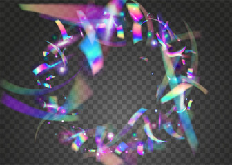 Disco Ribbon. Foil Texture. Rainbow Tinsel. Glare Christmas Serpentine. Digital Design. 3d Effect. Carnaval Background. Blue Laser Burst. Purple Disco Ribbon