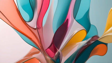 Abstract minimalist background design, colorful glass shapes to use as a backdrop, wallpaper or graphic resource