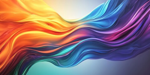 Obraz premium Abstract fluid art, vibrant swirling colors, iridescent waves, holographic texture, liquid rainbow, dynamic flow, psychedelic patterns, smooth gradients, ethereal motion, colorful energy, surreal back