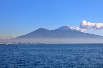 Mount Vesuvius viewed from the Gulf of Naples, Italy