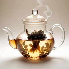 Transparent Teapot With Tea