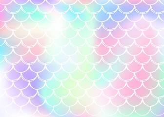 Gradient scale background with holographic mermaid.