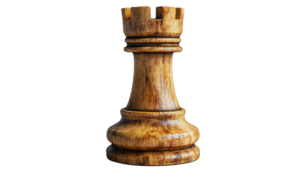 Wooden chess piece isolated on white background 