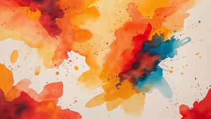 Obraz premium Abstract Drawing of Red, Orange, and Yellow Watercolor Hues: Bold Brush Strokes and Dynamic Blends Creating Vibrant and Fluid Artistic Expression