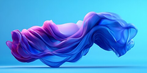 Obraz premium Abstract blue purple fabric flow, modern design, light blue background, website banner.