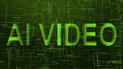 AI video text technology data line green