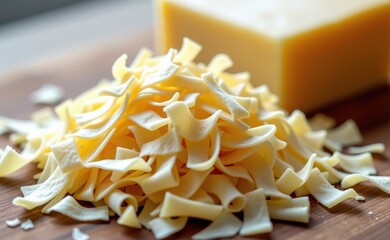 A pile of freshly grated cheese, ready for sprinkling on your favorite dish.