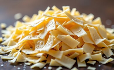 A pile of freshly grated cheese, ready for sprinkling on your favorite dish.
