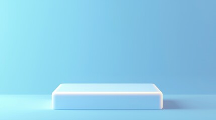 Minimalistic Showcase with Soft Blue Background and Simple Platform for Product Presentation and Display, Emphasizing Light and Space in Modern Design