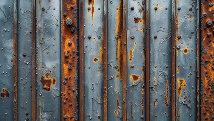 Obraz premium Abstract Metal Grunge Background with Copy Space: Industrial Textured Design Featuring Metallic Tones, Rust Accents, and Bold Grunge Patterns for Edgy and Modern Creativity