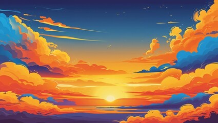 Abstract Artwork with Orange, Yellow, and Blue Background, Featuring Vibrant Colors, Dynamic Patterns, and Modern Textured Elements for Artistic Inspiration