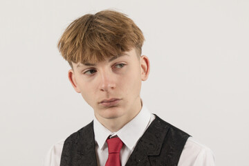Teenage boy wearing a suit