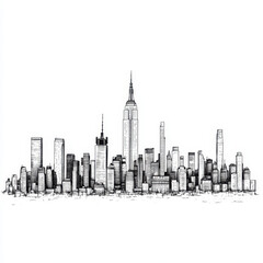 New York City Skyline Coloring Page for Adults and Kids