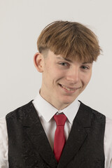 Teenage boy wearing a suit