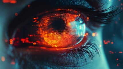 Data visualisation components and a luminous UI with a futuristic eye