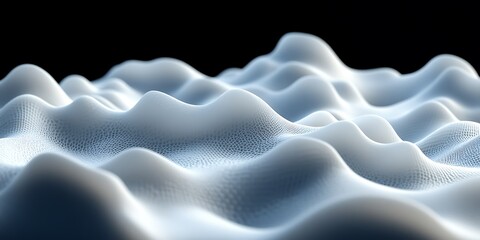 Obraz premium Abstract white waves, digital landscape, dark background, design element.