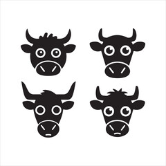 Head of a Cow (Calf), vector icon (sign, pictogram). Flat, detailed. Cows Logo Pictures. Head Of Cattle Vector Art Illustration
