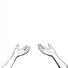 Outstretched Hands in Minimalist Line Drawing
