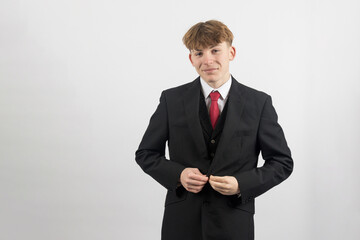 Teenage boy wearing a suit