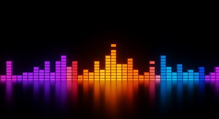Obraz premium Colorful Music Equalizer Audio Spectrum Sound Waves Night Background
