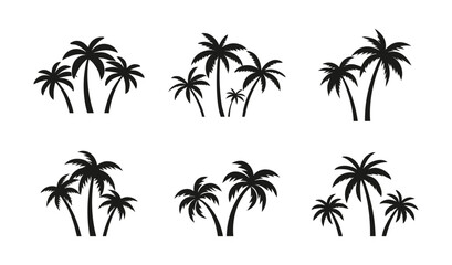 Fototapeta premium palm tree set silhouettes, palm tree vector illustration 