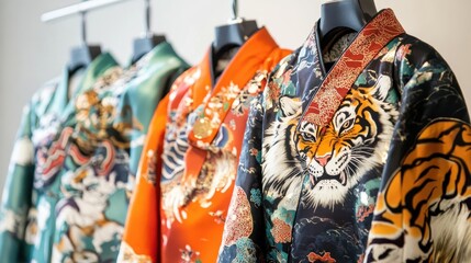 Fototapeta premium Colorful Festival Robes with Tiger Patterns for Children