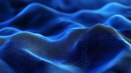 Naklejka premium Blue abstract background with mesh, wavy cloth, and smooth lines