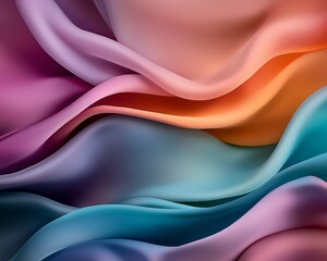 Obraz premium Abstract Colorful Fabric Waves Elegant Swirls of Pastel Hues Smooth Texture Background
