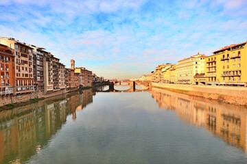 Arno River viewed from Ponte Vecchio in Florence, Italy