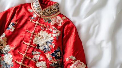Elegant Red Jacket with Intricate Design for Children
