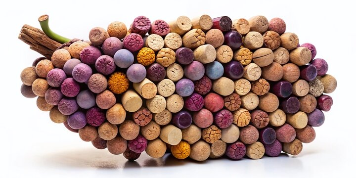 Surreal Wine Corks Sculpture: Calitor Noir Grape Variety, Isolated on White