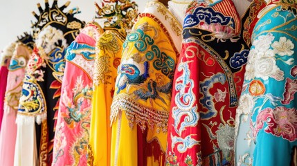 Naklejka premium Colorful Costumes for Chinese New Year Opera Celebrations