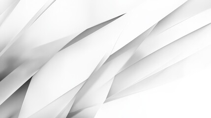 abstract white background design, geometric lines angles shapes in white and gray layers of transparent material 