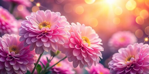 Fototapeta premium Tender Pink Flowers Close Up, Low Light Floral Background Stock Photo