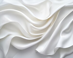 Obraz premium Luxurious White Silk Fabric Draped Texture Elegant Soft Waves Smooth Surface Background