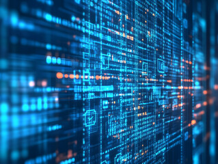 Fototapeta premium Blue digital background for technological operations neural networks AI big data transmission encryption archives audio visual representations science cyber connection technology computer internet