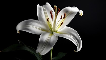 Fototapeta premium white lily flower on black