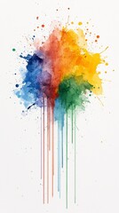 Fototapeta premium Vibrant Watercolor Explosion Abstract Rainbow Splashes and Drips Artistic Background
