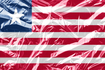 liberia Flag Waving in the Wind with Red, White, and Blue Stripes and Stars Symbolizing Patriotism and Freedom