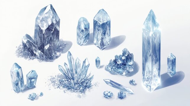 Close-up of unique ice crystals forming intricate patterns on a frosty surface