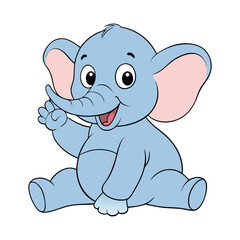 Naklejka premium Cute Elephant Sitting And Waving Hand