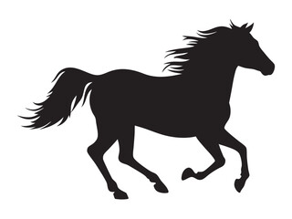 running horse silhouette. Western riding horse vector illustration, isolated on white background 