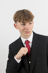 Teenage boy wearing a suit