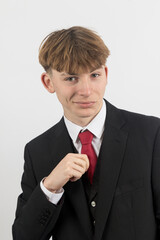 Teenage boy wearing a suit