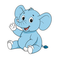 Fototapeta premium Cute Elephant Sitting And Waving Hand
