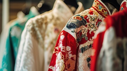 Fototapeta premium Traditional Chinese Festival Robes on Display