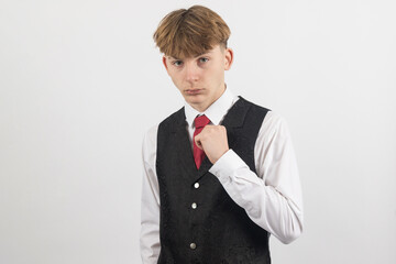Teenage boy wearing a suit