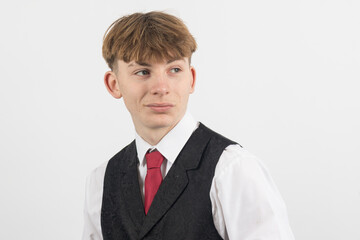 Teenage boy wearing a suit